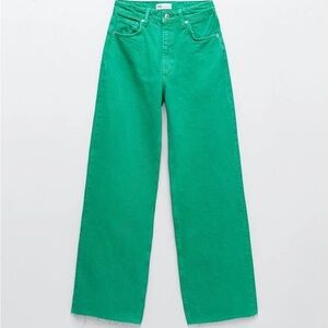 Zara Green Flare & Wide Leg Jeans